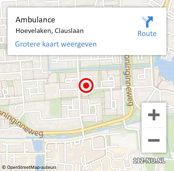 Locatie op kaart van de 112 melding: Ambulance Hoevelaken, Clauslaan op 3 maart 2015 18:26