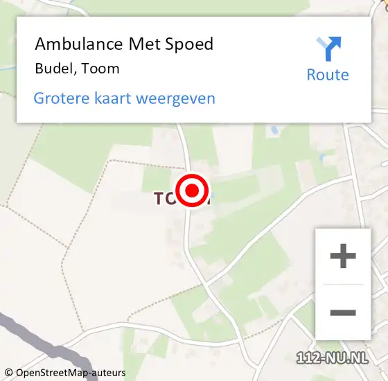 Locatie op kaart van de 112 melding: Ambulance Met Spoed Naar Budel, Toom op 3 maart 2015 18:47