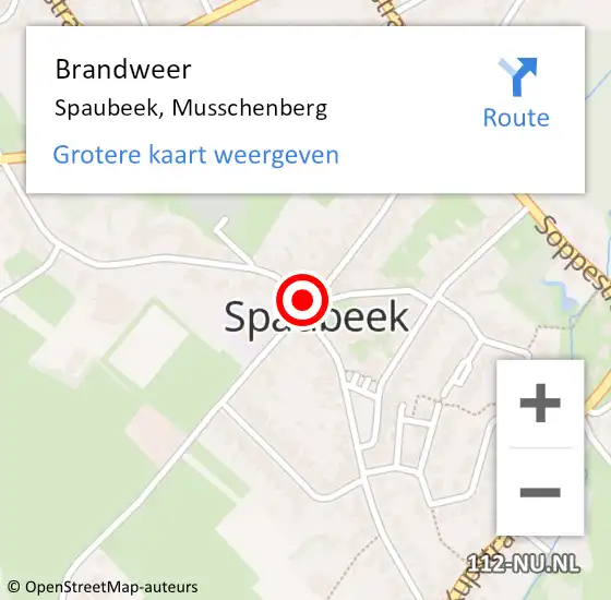 Locatie op kaart van de 112 melding: Brandweer Spaubeek, Musschenberg op 3 maart 2015 19:49