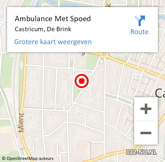 Locatie op kaart van de 112 melding: Ambulance Met Spoed Naar Castricum, De Brink op 3 maart 2015 20:11