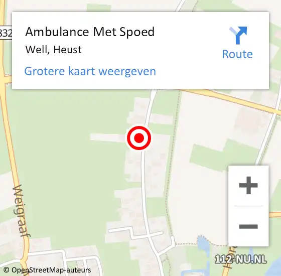 Locatie op kaart van de 112 melding: Ambulance Met Spoed Naar Well, Heust op 3 maart 2015 20:16