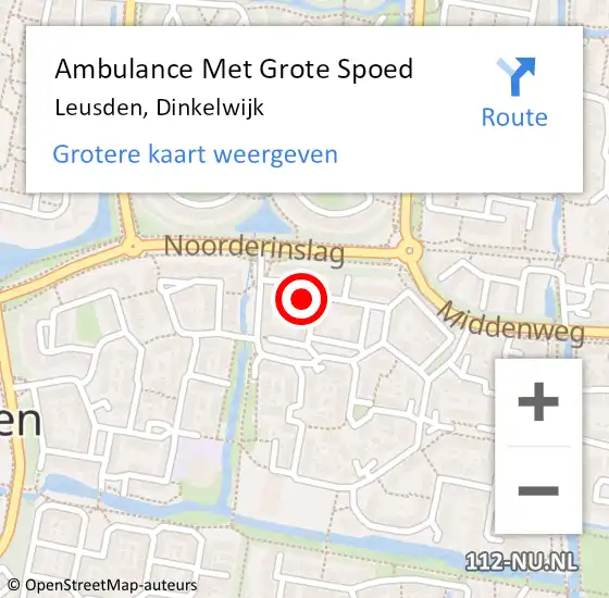 Locatie op kaart van de 112 melding: Ambulance Met Grote Spoed Naar Leusden, Dinkelwijk op 3 maart 2015 20:56