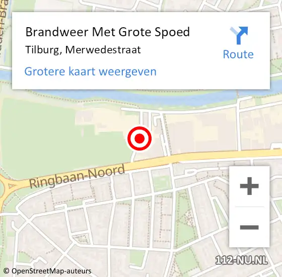 Locatie op kaart van de 112 melding: Brandweer Met Grote Spoed Naar Tilburg, Merwedestraat op 3 maart 2015 21:35