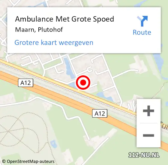 Locatie op kaart van de 112 melding: Ambulance Met Grote Spoed Naar Maarn, Plutohof op 3 maart 2015 22:03