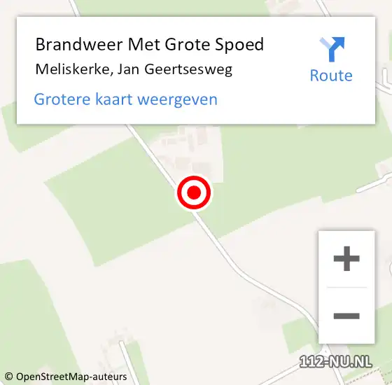 Locatie op kaart van de 112 melding: Brandweer Met Grote Spoed Naar Meliskerke, Jan Geertsesweg op 3 maart 2015 22:57