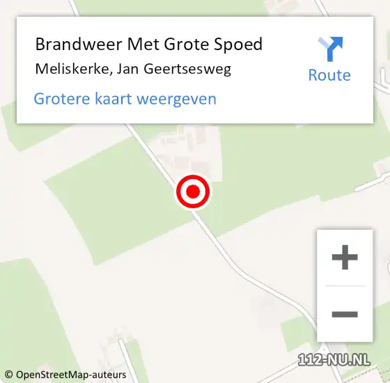 Locatie op kaart van de 112 melding: Brandweer Met Grote Spoed Naar Meliskerke, Jan Geertsesweg op 3 maart 2015 23:57