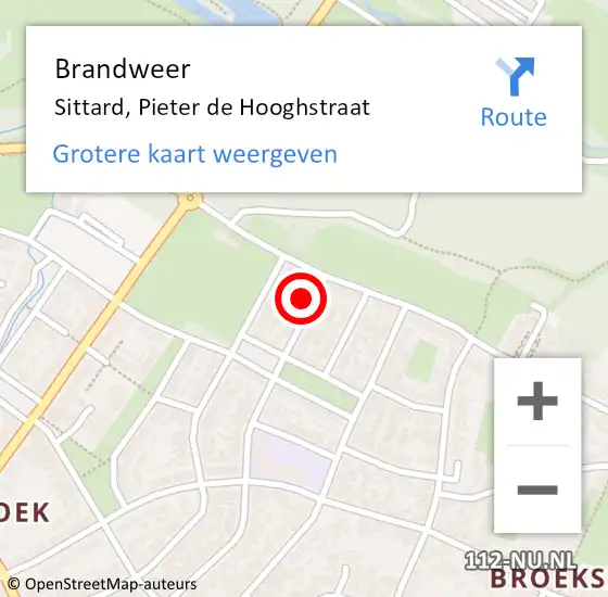 Locatie op kaart van de 112 melding: Brandweer Sittard, Pieter de Hooghstraat op 4 maart 2015 00:31