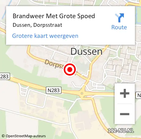 Locatie op kaart van de 112 melding: Brandweer Met Grote Spoed Naar Dussen, Dorpsstraat op 31 oktober 2013 15:21