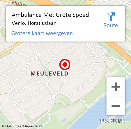 Locatie op kaart van de 112 melding: Ambulance Met Grote Spoed Naar Venlo, Horatiuslaan op 4 maart 2015 05:03