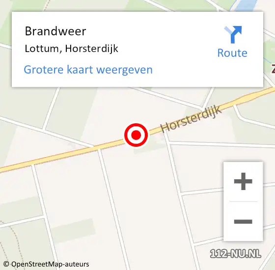 Locatie op kaart van de 112 melding: Brandweer Lottum, Horsterdijk op 4 maart 2015 05:16