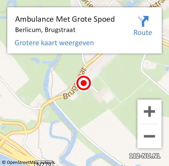 Locatie op kaart van de 112 melding: Ambulance Met Grote Spoed Naar Berlicum, Brugstraat op 31 oktober 2013 15:28