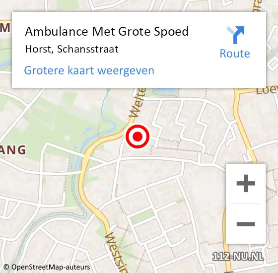 Locatie op kaart van de 112 melding: Ambulance Met Grote Spoed Naar Horst, Schansstraat op 4 maart 2015 06:20