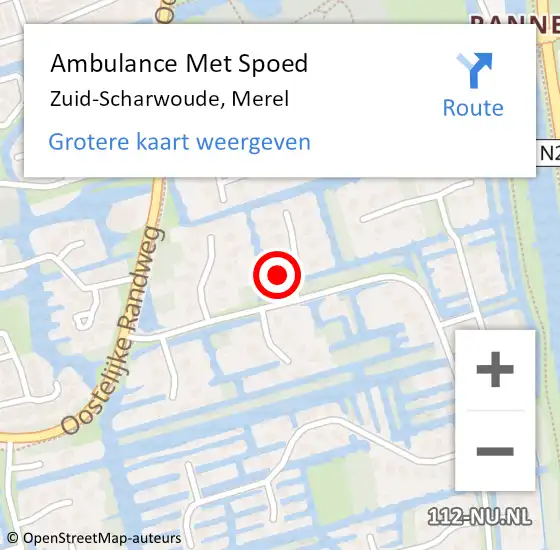 Locatie op kaart van de 112 melding: Ambulance Met Spoed Naar Zuid-Scharwoude, Merel op 4 maart 2015 06:57