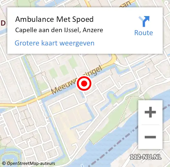 Locatie op kaart van de 112 melding: Ambulance Met Spoed Naar Capelle aan den IJssel, Anzere op 4 maart 2015 07:27