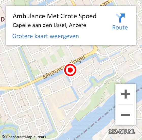 Locatie op kaart van de 112 melding: Ambulance Met Grote Spoed Naar Capelle aan den IJssel, Anzere op 4 maart 2015 07:30