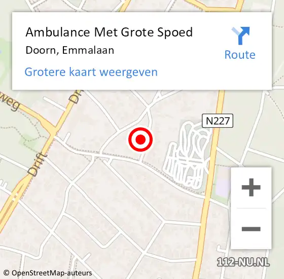 Locatie op kaart van de 112 melding: Ambulance Met Grote Spoed Naar Doorn, Emmalaan op 4 maart 2015 07:40