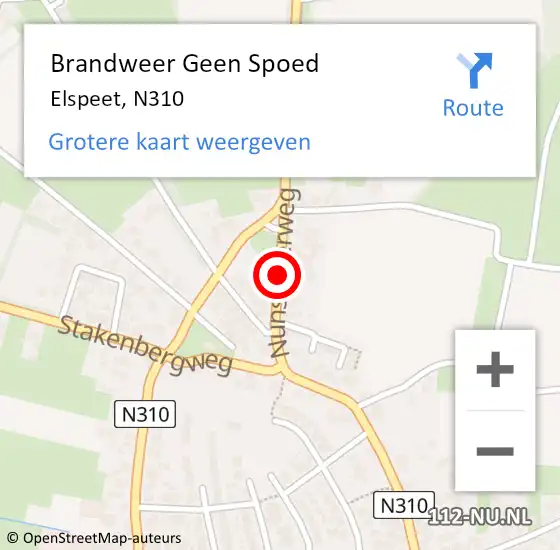 Locatie op kaart van de 112 melding: Brandweer Geen Spoed Naar Elspeet, N310 op 4 maart 2015 07:54