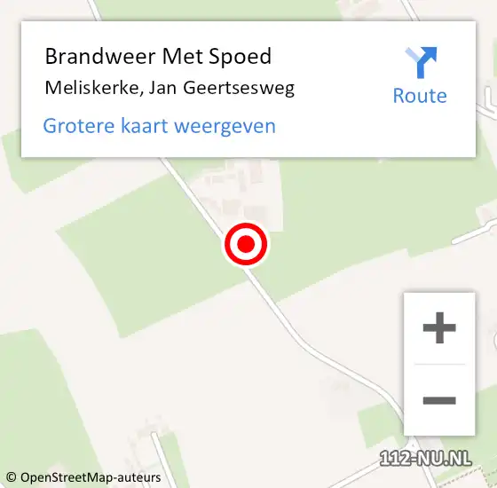 Locatie op kaart van de 112 melding: Brandweer Met Spoed Naar Meliskerke, Jan Geertsesweg op 4 maart 2015 07:58