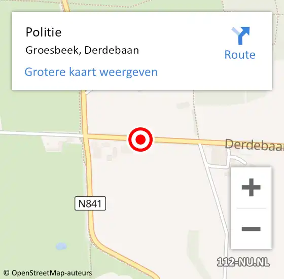 Locatie op kaart van de 112 melding: Politie Groesbeek, Derdebaan op 4 maart 2015 08:17