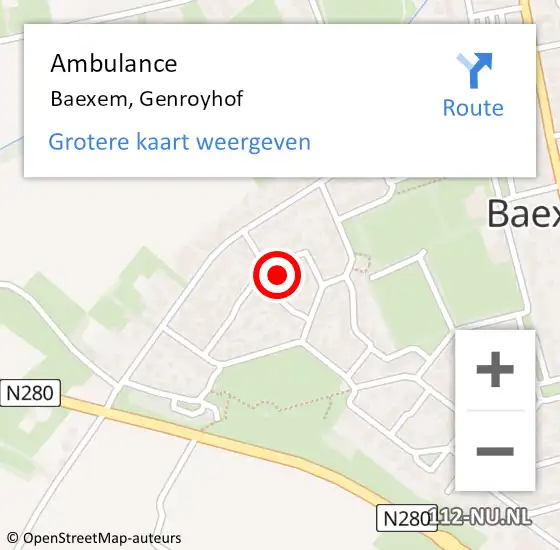 Locatie op kaart van de 112 melding: Ambulance Baexem, Genroyhof op 4 maart 2015 08:20