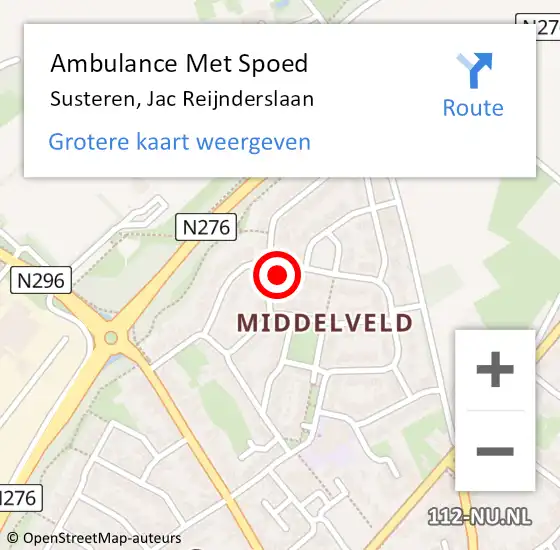 Locatie op kaart van de 112 melding: Ambulance Met Spoed Naar Susteren, Jac Reijnderslaan op 4 maart 2015 08:41