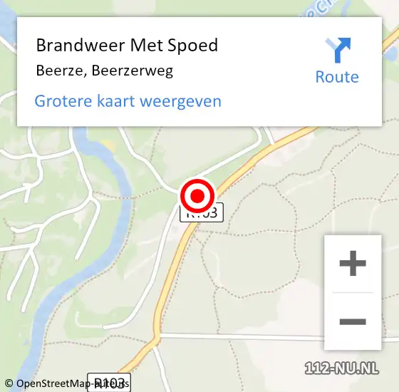 Locatie op kaart van de 112 melding: Brandweer Met Spoed Naar Beerze, Beerzerweg op 31 oktober 2013 15:42