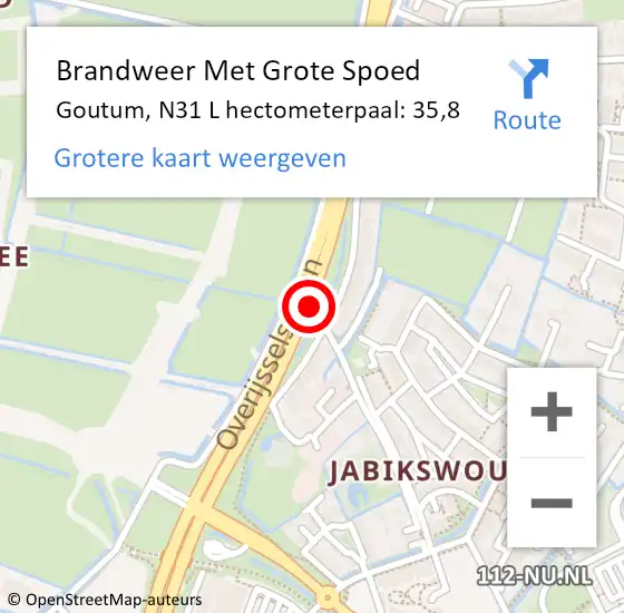 Locatie op kaart van de 112 melding: Brandweer Met Grote Spoed Naar Goutum, N31 L hectometerpaal: 35,8 op 31 oktober 2013 16:05