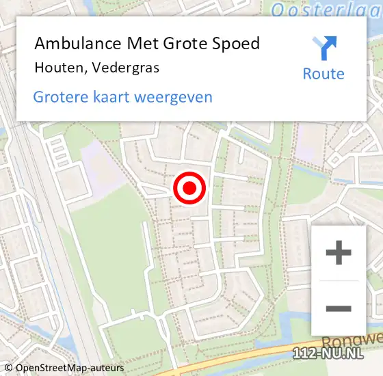 Locatie op kaart van de 112 melding: Ambulance Met Grote Spoed Naar Houten, Vedergras op 4 maart 2015 13:17