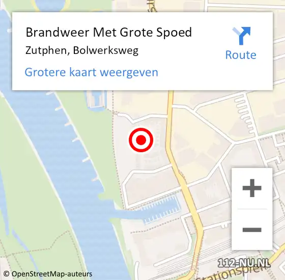 Locatie op kaart van de 112 melding: Brandweer Met Grote Spoed Naar Zutphen, Bolwerksweg op 31 oktober 2013 16:08