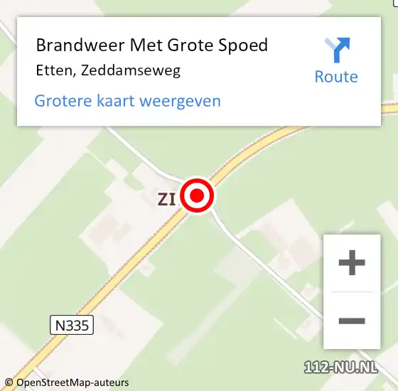 Locatie op kaart van de 112 melding: Brandweer Met Grote Spoed Naar Etten, Zeddamseweg op 4 maart 2015 13:23