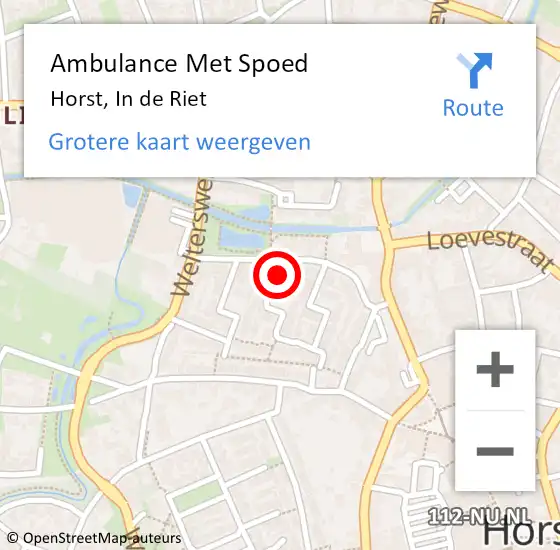 Locatie op kaart van de 112 melding: Ambulance Met Spoed Naar Horst, In de Riet op 4 maart 2015 14:13