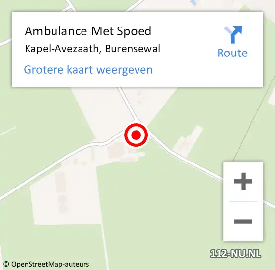 Locatie op kaart van de 112 melding: Ambulance Met Spoed Naar Kapel-Avezaath, Burensewal op 4 maart 2015 14:24