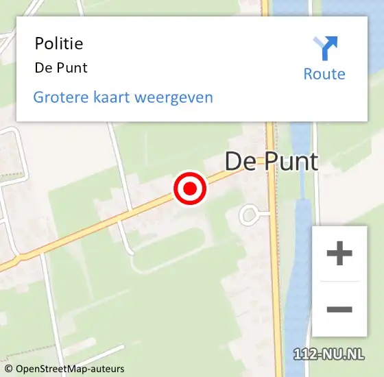 Locatie op kaart van de 112 melding: Politie De Punt op 4 maart 2015 14:25