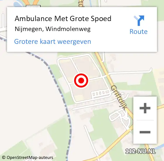 Locatie op kaart van de 112 melding: Ambulance Met Grote Spoed Naar Nijmegen, Windmolenweg op 4 maart 2015 14:33