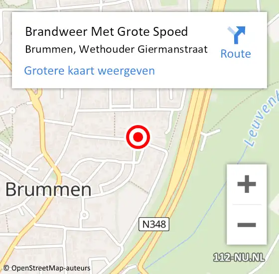 Locatie op kaart van de 112 melding: Brandweer Met Grote Spoed Naar Brummen, Wethouder Giermanstraat op 31 oktober 2013 16:22