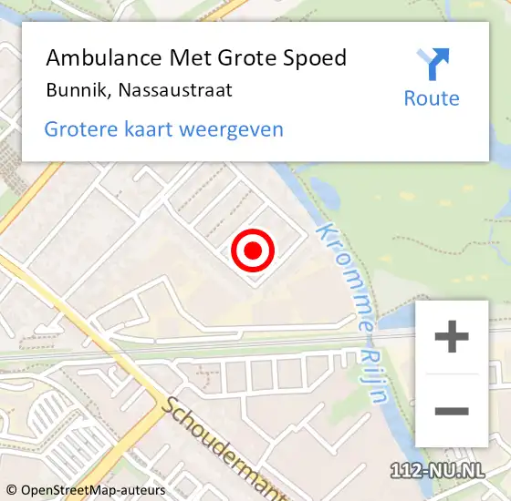 Locatie op kaart van de 112 melding: Ambulance Met Grote Spoed Naar Bunnik, Nassaustraat op 31 oktober 2013 16:23