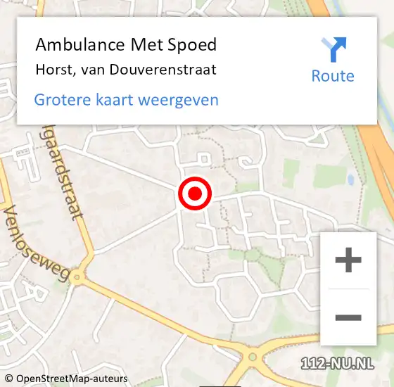 Locatie op kaart van de 112 melding: Ambulance Met Spoed Naar Horst, van Douverenstraat op 4 maart 2015 15:19