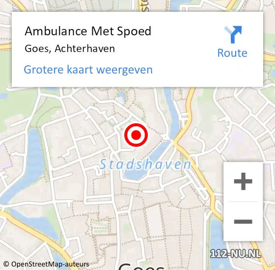 Locatie op kaart van de 112 melding: Ambulance Met Spoed Naar Goes, Achterhaven op 4 maart 2015 15:43