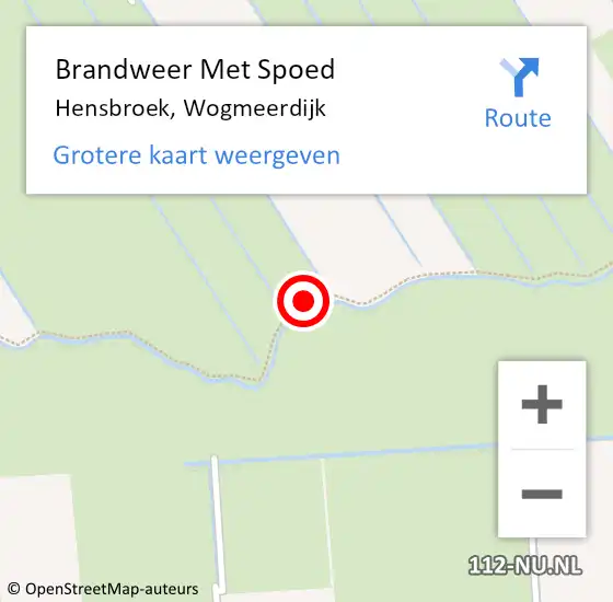 Locatie op kaart van de 112 melding: Brandweer Met Spoed Naar Hensbroek, Wogmeerdijk op 4 maart 2015 15:54