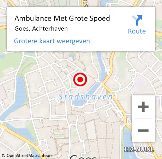 Locatie op kaart van de 112 melding: Ambulance Met Grote Spoed Naar Goes, Achterhaven op 4 maart 2015 16:11