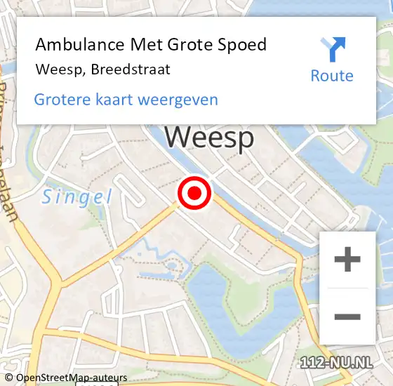 Locatie op kaart van de 112 melding: Ambulance Met Grote Spoed Naar Weesp, Breedstraat op 4 maart 2015 16:56