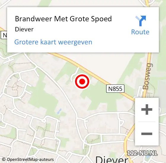 Locatie op kaart van de 112 melding: Brandweer Met Grote Spoed Naar Diever op 4 maart 2015 17:03