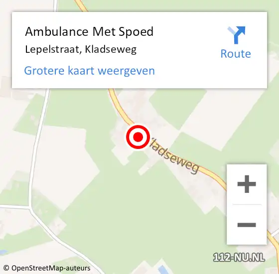 Locatie op kaart van de 112 melding: Ambulance Met Spoed Naar Lepelstraat, Kladseweg op 4 maart 2015 17:22