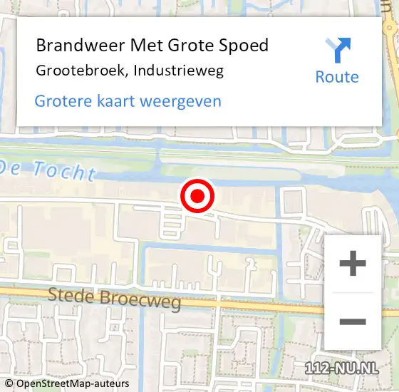 Locatie op kaart van de 112 melding: Brandweer Met Grote Spoed Naar Grootebroek, Industrieweg op 4 maart 2015 17:22