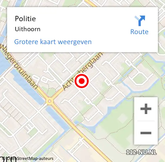 Locatie op kaart van de 112 melding: Politie Uithoorn op 4 maart 2015 17:47