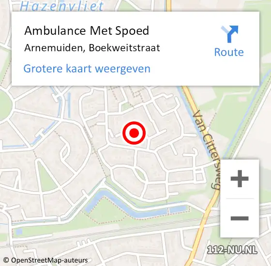 Locatie op kaart van de 112 melding: Ambulance Met Spoed Naar Arnemuiden, Boekweitstraat op 4 maart 2015 18:01