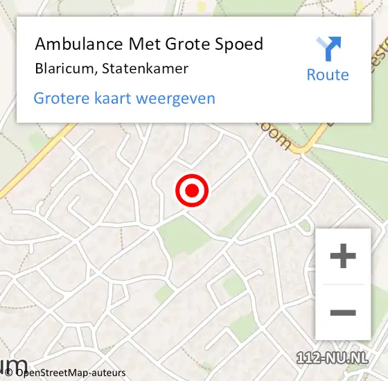 Locatie op kaart van de 112 melding: Ambulance Met Grote Spoed Naar Blaricum, Statenkamer op 4 maart 2015 18:19