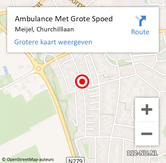 Locatie op kaart van de 112 melding: Ambulance Met Grote Spoed Naar Meijel, Churchilllaan op 4 maart 2015 18:41