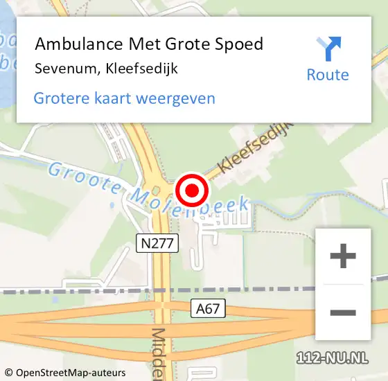 Locatie op kaart van de 112 melding: Ambulance Met Grote Spoed Naar Sevenum, Kleefsedijk op 4 maart 2015 19:20