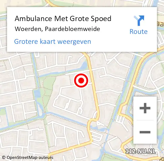 Locatie op kaart van de 112 melding: Ambulance Met Grote Spoed Naar Woerden, Paardebloemweide op 31 oktober 2013 16:52